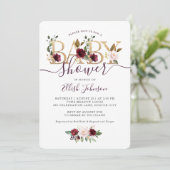 Gold Wine Burgundy Floral Baby shower Kaart (Staand voorkant)