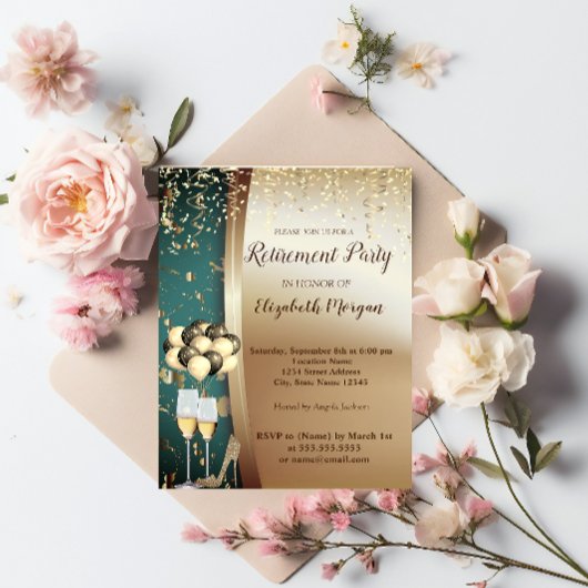 Gold Wine Glas, hoge hakken, ballonverhogende part Kaart