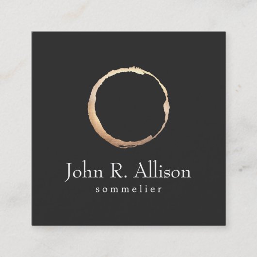 Gold Wine Stain Sommelier Black Vierkante Visitekaartje (Voorkant)
