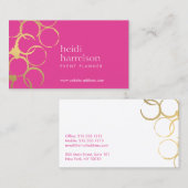 Gold Wine Stains Party Planner Roze Visitekaartje (Voorkant / Achterkant)