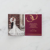 Gold Wine Wedding Foto Dank je Kaart (Binnen)