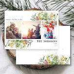 Gold Winter Botanical Greenery Berries Fototoestel Feestdagenkaart<br><div class="desc">Kerstmis is zo'n speciale tijd van het jaar! En hoe kan je het beter vieren dan met een mooie Warmest Wishes Gold Winter Greenery Botanical Photo Holiday Kaart! Deze verbluffende kaart bevat drie van uw favoriete foto's, mooi versierd met feestelijke rode en groene wintermotieven. Het is de perfecte manier om...</div>