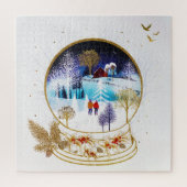 Gold Winter Eve Couple Snowglobe Forest Home Legpuzzel (Verticaal)