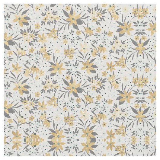 Gold Winter Floral Design Stof (Close Up)
