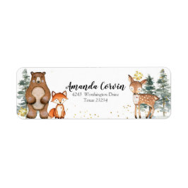 Gold Winter Forest Address Label