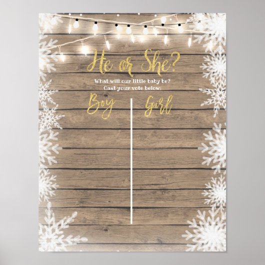 Gold Winter Gender onthullen Poster stembord (Voorkant)