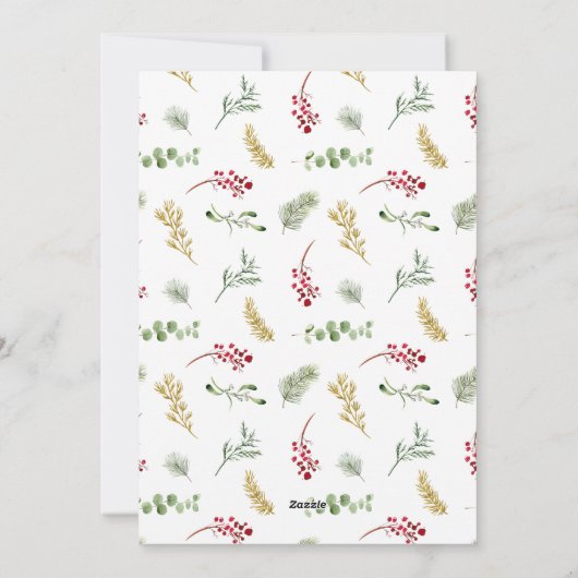 Gold Winter Greenery Merry kerstfoto Holiday Feestdagenkaart (Achterkant)