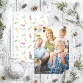 Gold Winter Greenery Merry kerstscript Foto Feestdagenkaart