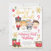 Gold Winter Nutcracker Birthday Invitation Kaart (Voorkant)