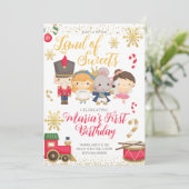 Gold Winter Nutcracker Birthday Invitation Kaart (Staand voorkant)