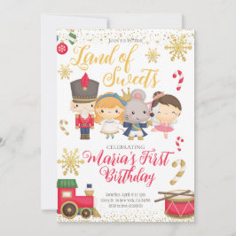Gold Winter Nutcracker Birthday Invitation Kaart