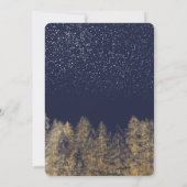 Gold Winter Snow Navy Blue Pine Tree vrijgezellenf Kaart (Achterkant)