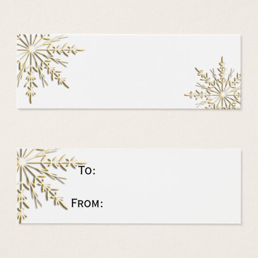 Gold Winter Snowflake Gift Labels Mini Visitekaartjes (Voorkant /achterkant)