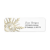 Gold Winter Snowflake op White Return Address Etiket (Voorkant)