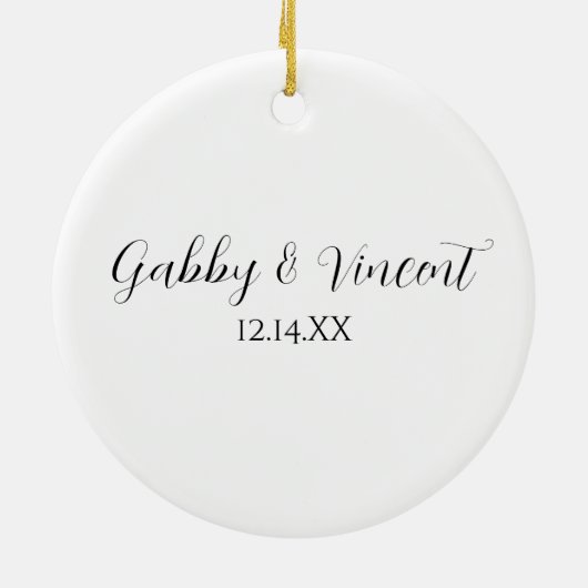 Gold Winter Snowflake op White Verloving Keramisch Ornament (Achterkant)