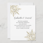 Gold Winter Snowflake Private Marriage / Elopement Kaart (Voorkant)