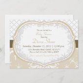 Gold Winter Snowflake Shower-uitnodiging Kaart (Voorkant / Achterkant)