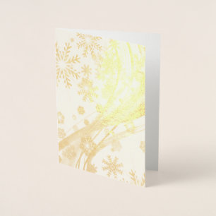 Gold Winter Snowflakes kerstgril Folie Kaarten