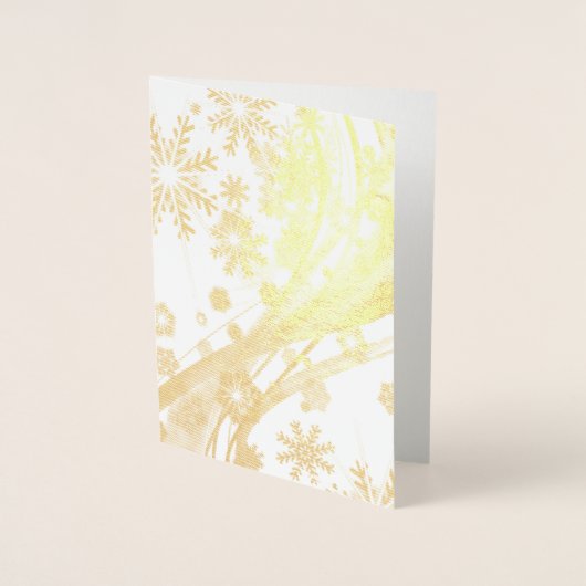 Gold Winter Snowflakes kerstgril Folie Kaarten (Voorkant)
