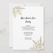 Gold Winter Snowflakes New Years Eve Party Kaart (Voorkant)
