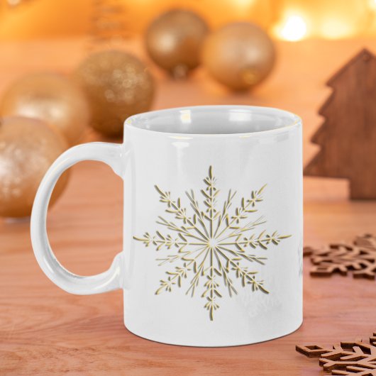 Gold Winter Snowflakes op wit Grote Koffiekop