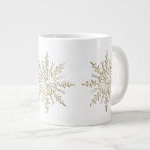 Gold Winter Snowflakes op wit Grote Koffiekop (Voorkant rechts)