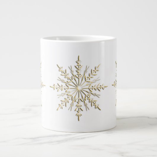 Gold Winter Snowflakes op wit Grote Koffiekop (Voorkant)