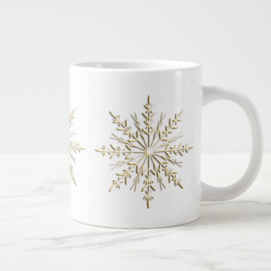 Gold Winter Snowflakes op wit Grote Koffiekop (Rechts)