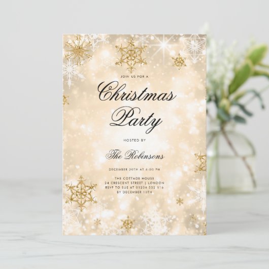 Gold Winter Wonder Vakantie Uitnodigen Programma & (Staand voorkant)