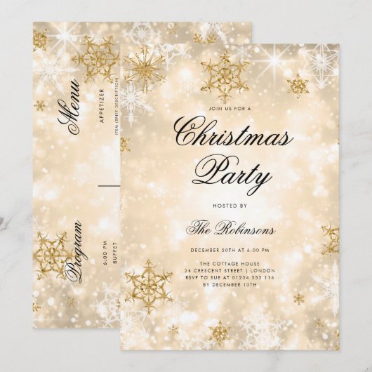 Gold Winter Wonder Vakantie Uitnodigen Programma & (Voorkant / Achterkant)