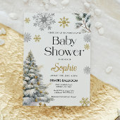 Gold Winter Wonderland Baby shower Uitnodiging