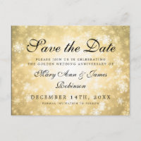 Gold Winter Wonderland Jubileum Save the Date