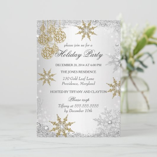 Gold Winter Wonderland kerstfeestdag 5 Kaart (Staand voorkant)