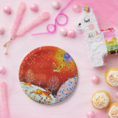 Gold Winter Woodland Rabbit Owl Waterverf Papieren Bordje (Feest)