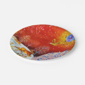 Gold Winter Woodland Rabbit Owl Waterverf Papieren Bordje (Gekanteld)