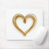 Gold Wired Heart op wit Muismat (Met muis)