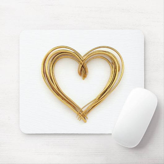 Gold Wired Heart op wit Muismat (Met muis)