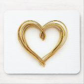 Gold Wired Heart op wit Muismat (Voorkant)