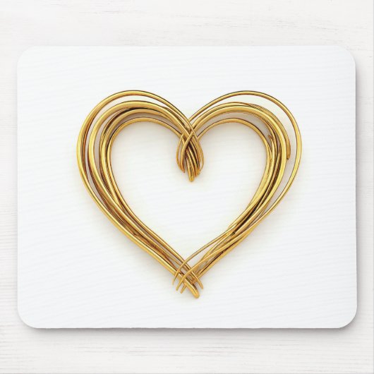 Gold Wired Heart op wit Muismat (Voorkant)