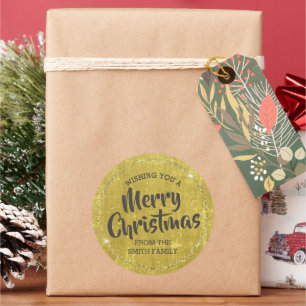 Gold Wishing You Merry Christmas Custom Stickers