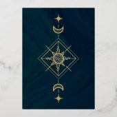 Gold Witchy Mystic Tarot Sun & Moon Halloween Folie Uitnodiging (Achterkant)