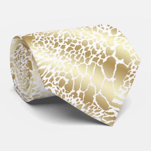 GOLD WITTE DIERSE GRADIËNT 2 LEOPARD MANNEN STROPD STROPDAS (Opgerold)