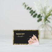 Gold Woman Hand Nail Salon Visitekaartje (Staand voorkant)