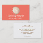 Gold Woman's Face Logo Coral Beauty and Mode Visitekaartje (Voorkant / Achterkant)