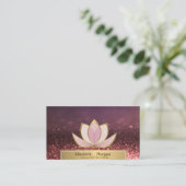 Gold Women Silhouette Lotus Reiki Instructor Bokeh Visitekaartje (Staand voorkant)