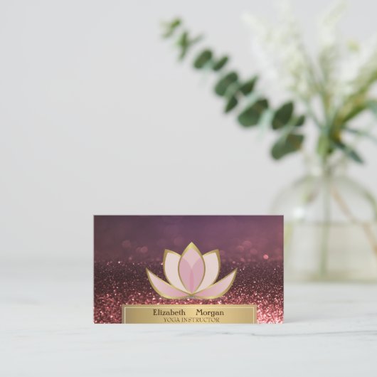 Gold Women Silhouette Lotus Reiki Instructor Bokeh Visitekaartje (Staand voorkant)