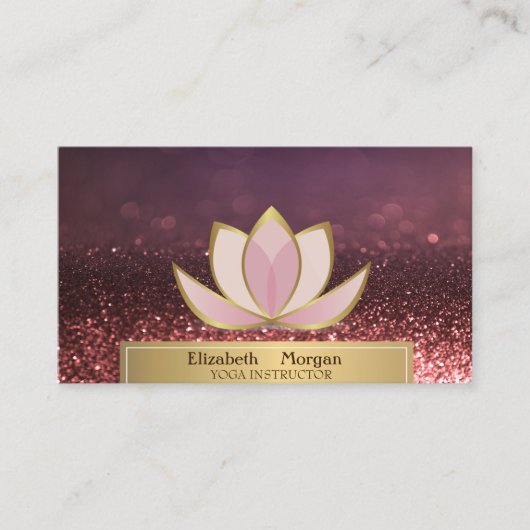 Gold Women Silhouette Lotus Reiki Instructor Bokeh Visitekaartje (Voorkant)
