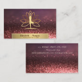 Gold Women Silhouette Lotus Yoga Instructor Bokeh Visitekaartje (Voorkant / Achterkant)