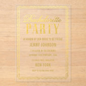 Gold Womens Bachelorette Evening Party nodigt uit Acryl Uitnodigingen (Voorkant)