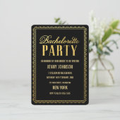 Gold Womens Bachelorette Evening Party nodigt uit Kaart (Staand voorkant)